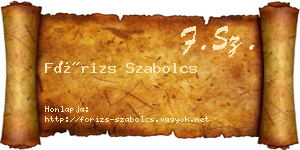 Fórizs Szabolcs névjegykártya