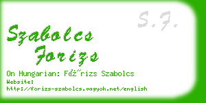 szabolcs forizs business card